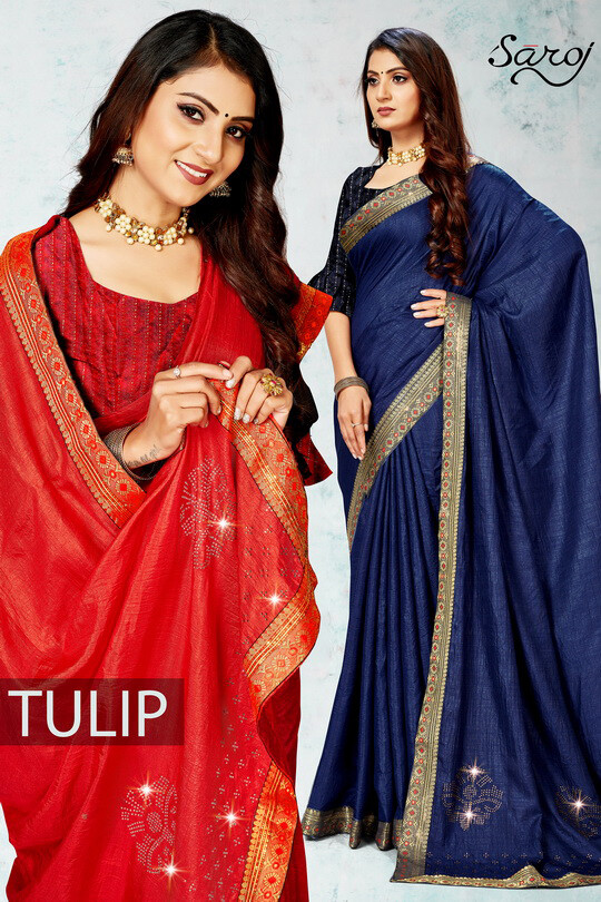 Saroj Tulip Occasion Latest Designer Festive Wear Vichitra Silk Saree Collection